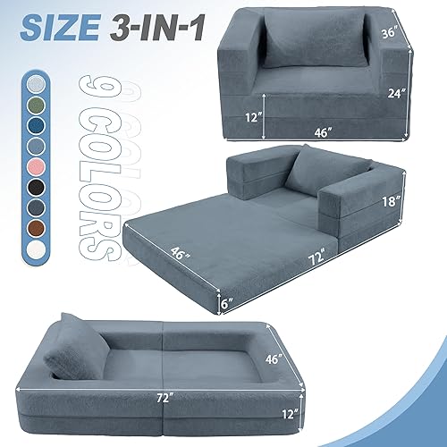 Miniatura 232 de Cama humana gigante para perro, cama 3 en 1 para perro de tamaño humano con funda de piel sintética lavable, cama grande plegable para mascotas con