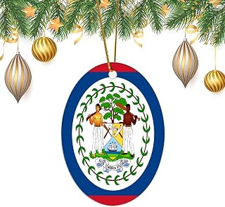 Belize Flag Hanging Ornaments for Christmas Tree Belize Keepsake Xmas Anniversary Holiday Birthday Gift,Oval Shape