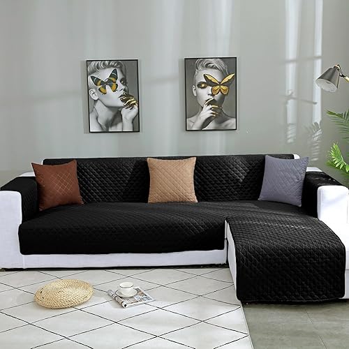 Miniatura 10 de Funda de sofá de doble cara en forma de L, juego de fundas para sofá seccional, fundas para sofás, sofás, fundas protectoras de muebles seccionales