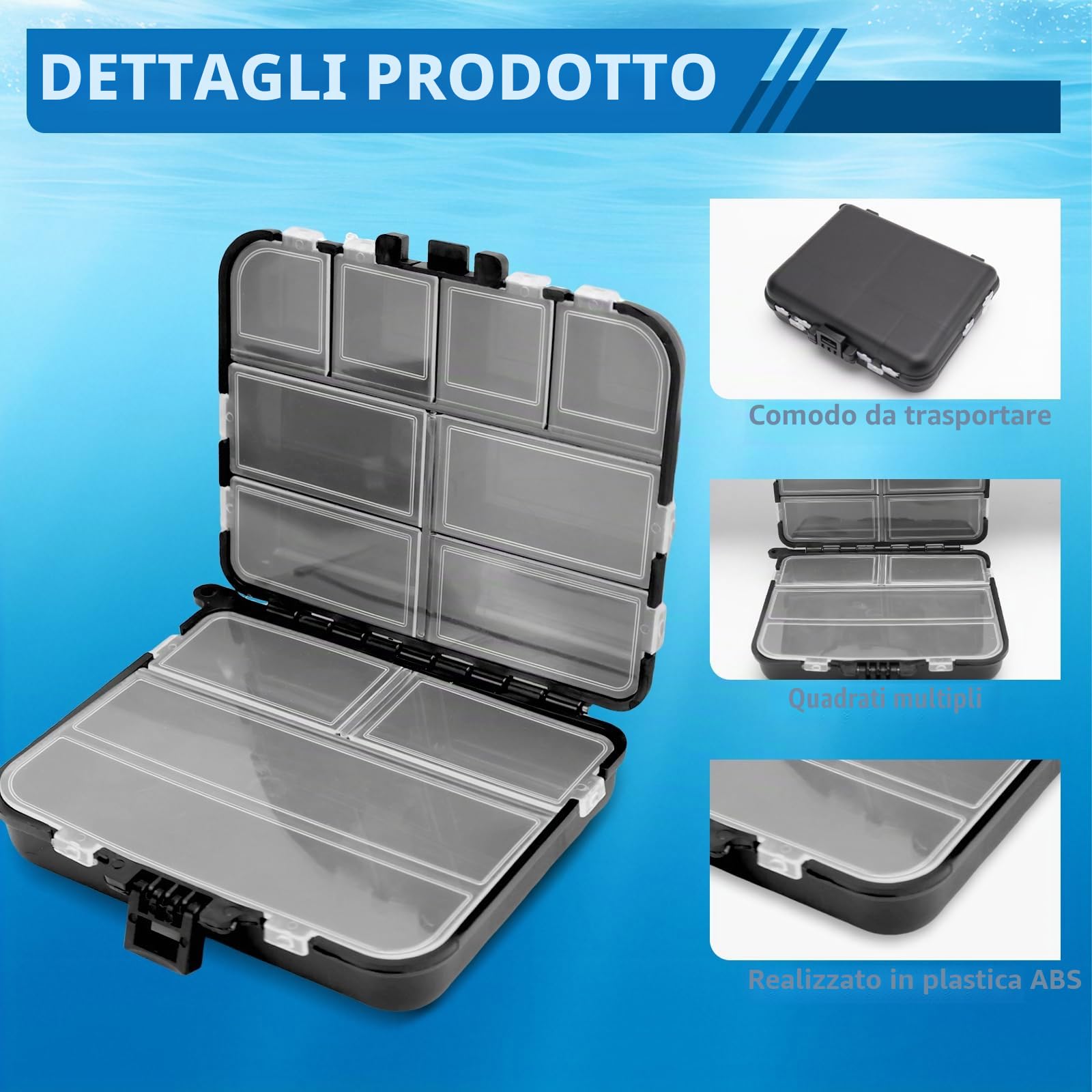 KOUHA 3 Pezzi Scatola di Immagazzinaggio di Plastica Fishing Tackle Box Cassetta da Pesca Scatola da Pesca Impermeabile A Doppia Faccia per Esche e Attrezzature
