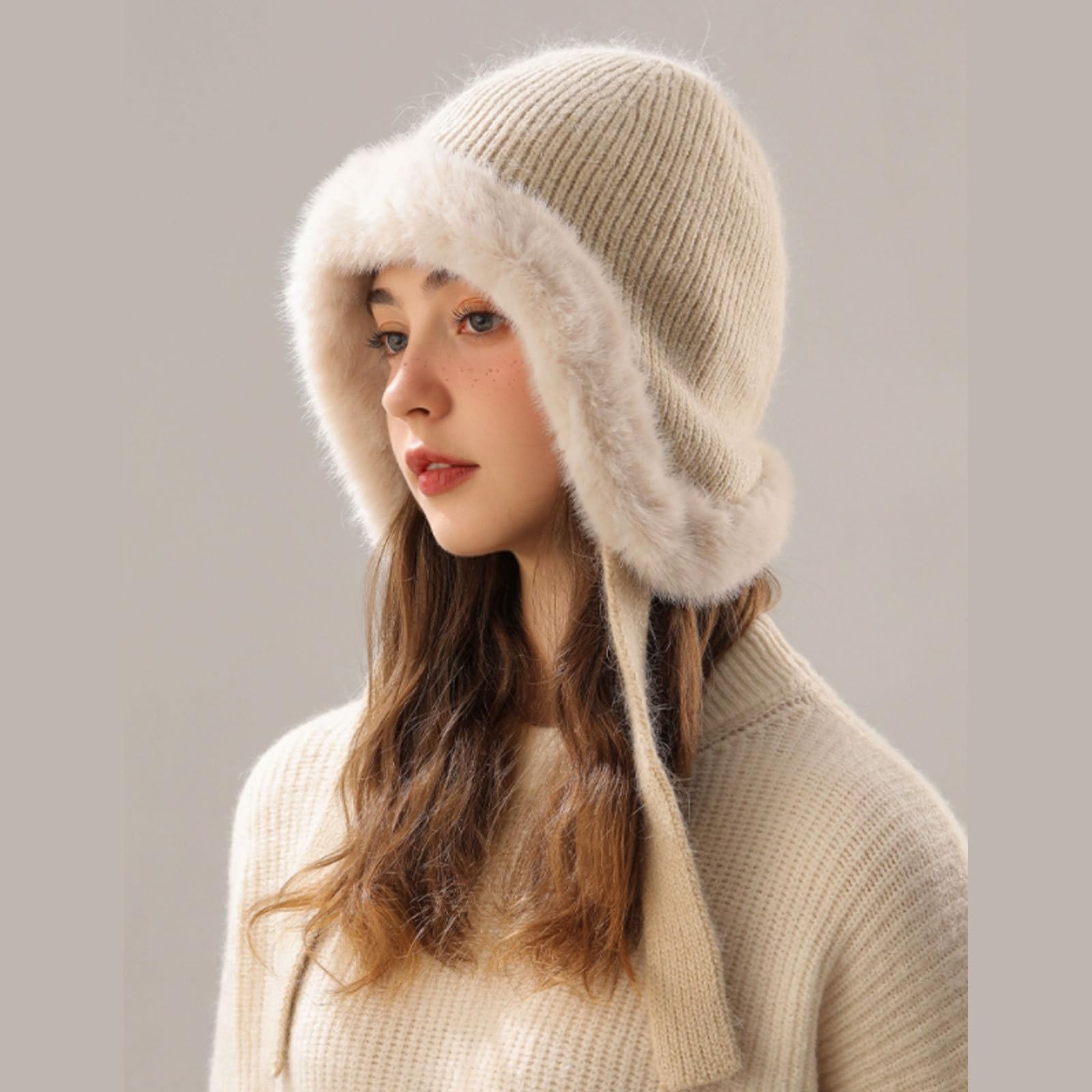 Elástico Gorros de Mezcla de Fibra sintética, Gorros Gruesos de Lana, Gorro de Punto con Forro cálido, Gorro Tejido para otoño e Invierno cálido