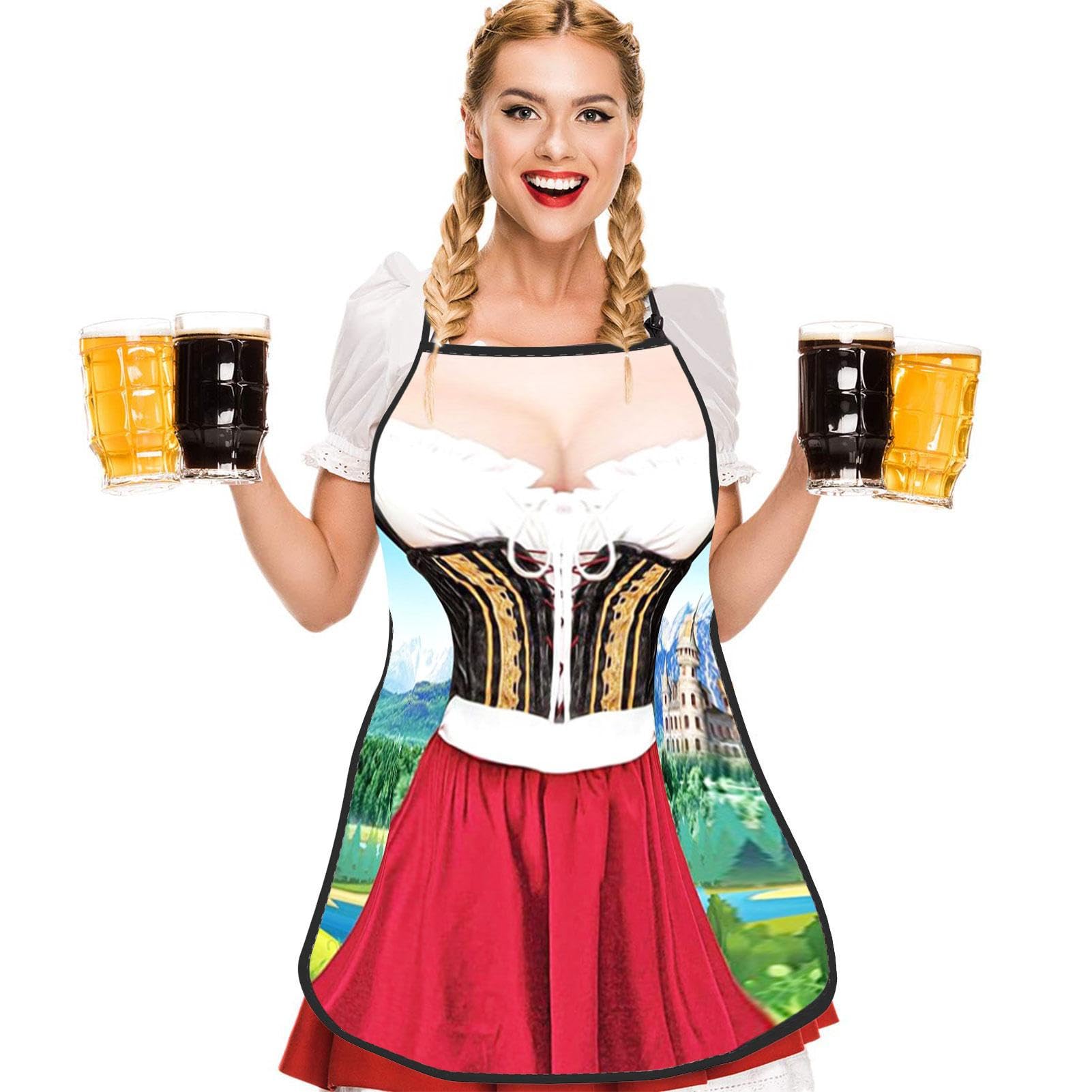 Manolyee 02 Bavarian Novelty Apron - Beer Festival Bavarian Cooking Apron | Soft Oktoberfest Kitchen Baking Apron For Bbq Grilling Baking