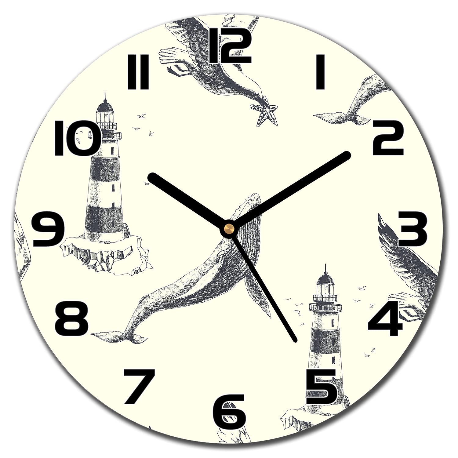 Horloge murale moderne en verre de sécurité impression haute définition bord poli 30cm