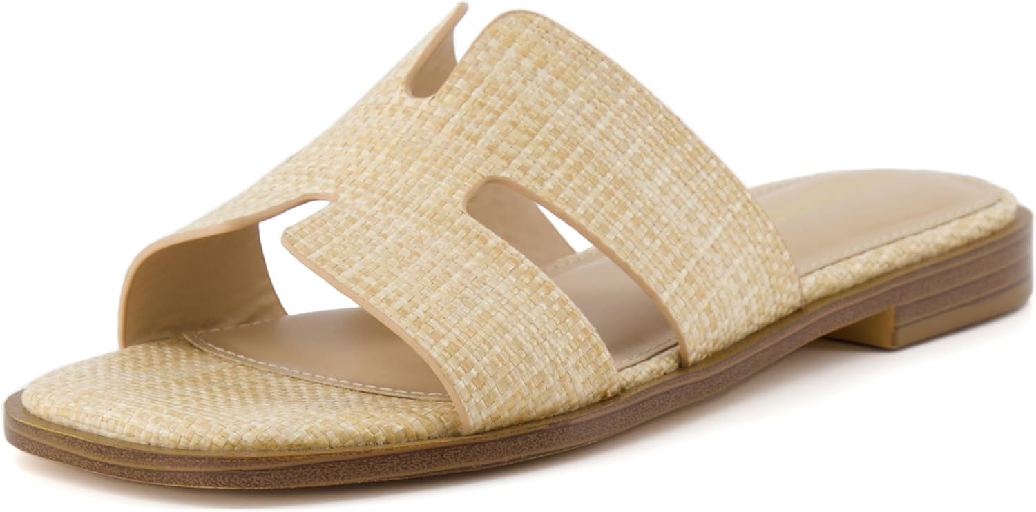 Comfortable slip-on summer slides for trendy vacation style.