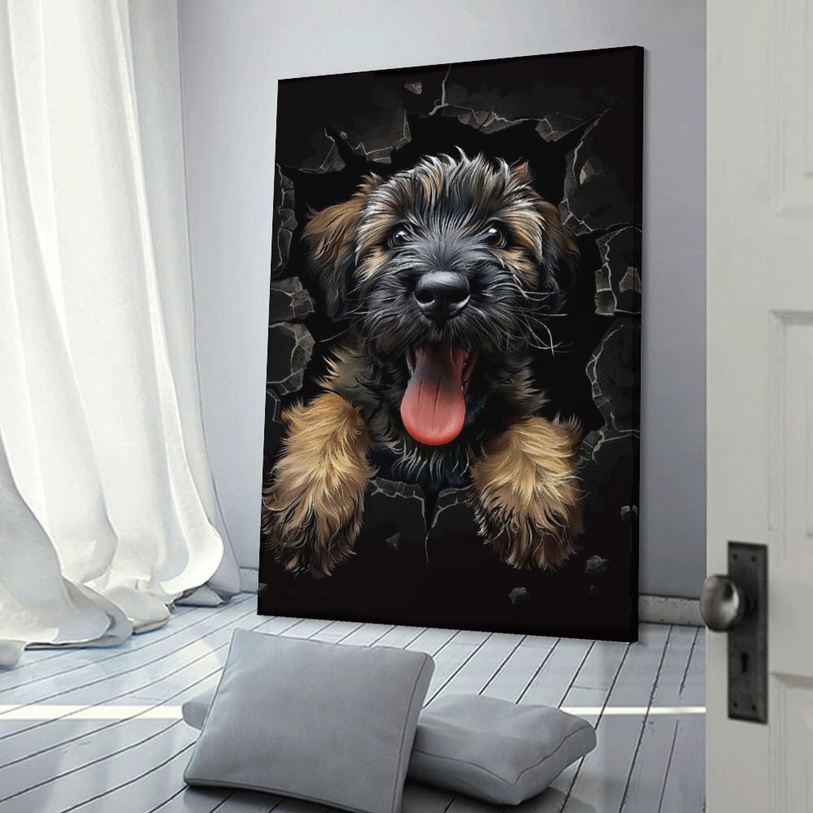 Junmoney Canvas Wall Decor Briard, 24x36inch(60x90cm), for Living Room, Bedroom, Office Or Hallway, Stylish Home Artwork for Focal Walls