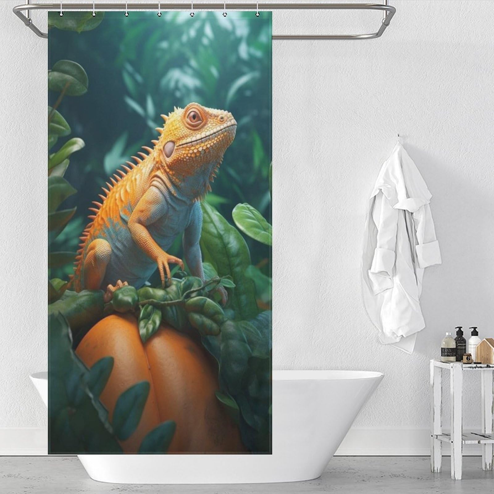 Rideau de douche caméléon anti-projections d'eau 92x183cm pour petite baignoire