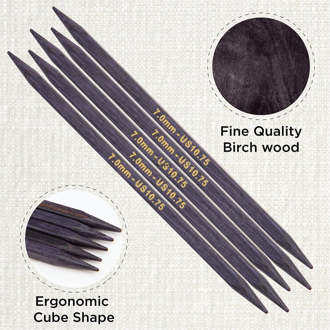 KnitPro J’Adore Cubics Double Pointed Needles 6" (15cm) | US Size 10.75 (7mm)