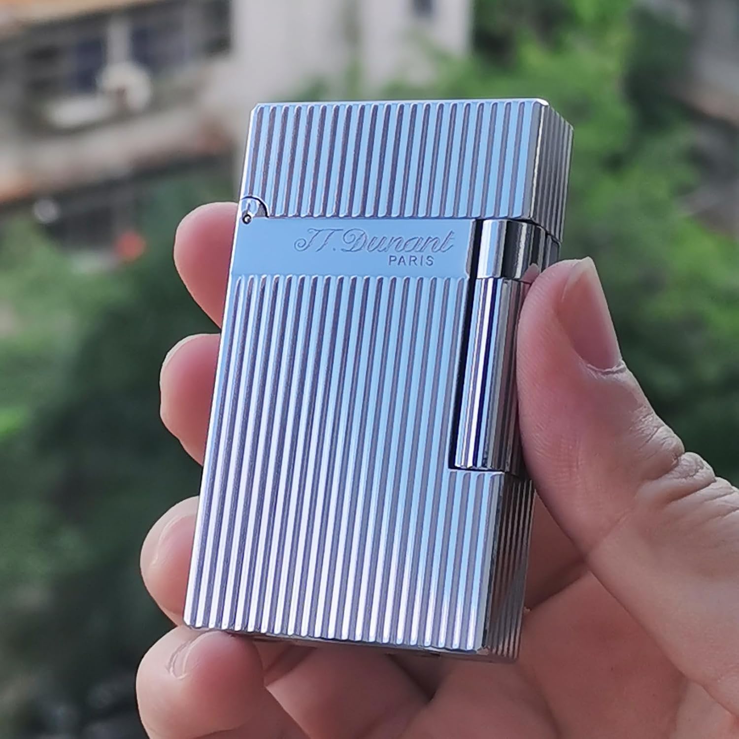 Classic Lighter,Vertical Lines Silver Lighters,Soft Flame,Refillable, lighters That Ping,Gift for Men Dad Boyfriend