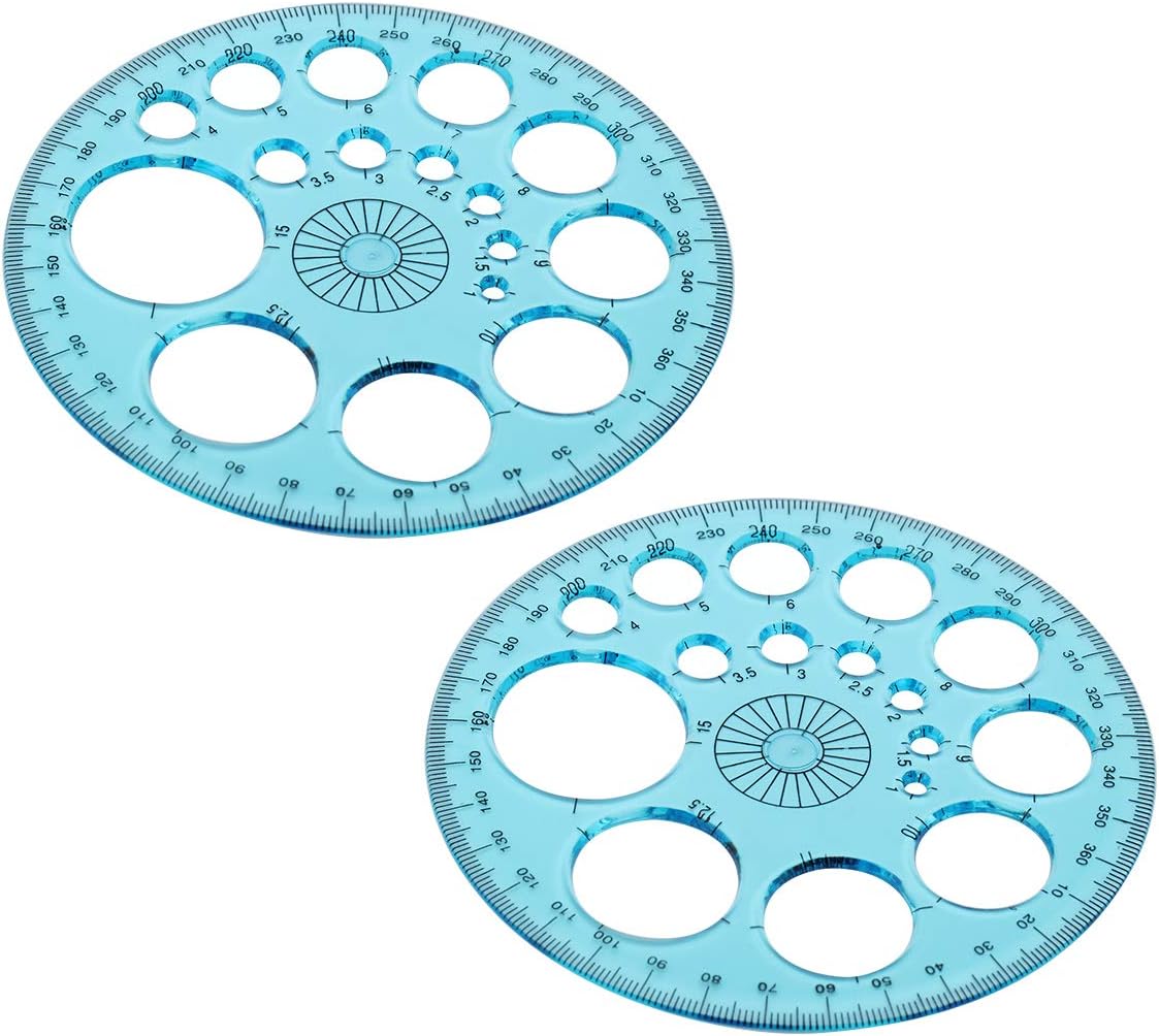 Plastic Protractor, 2 Pcs Math Protractors, 360 Degrees Circular Trigonometry Protractors for