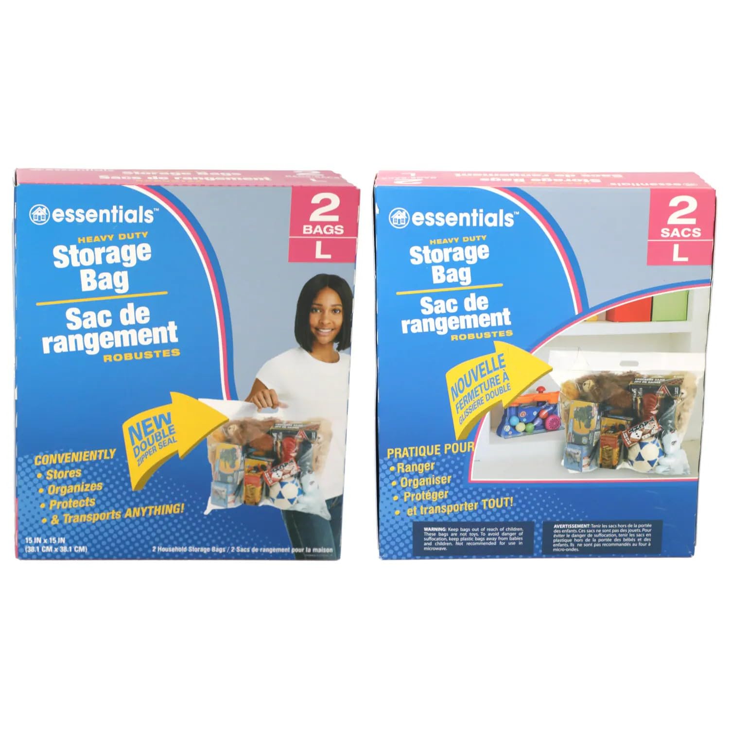 Generic Clear ziplock storage bags with handle 15x15in (4)