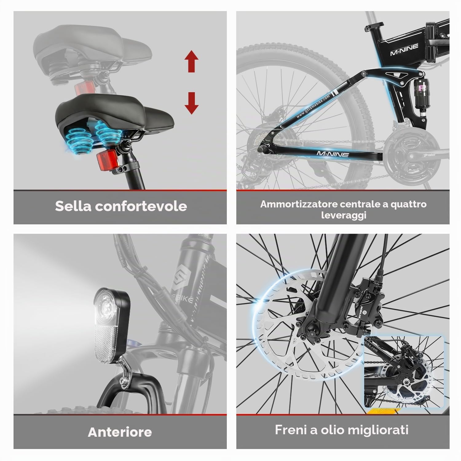SAMEBIKE LO26-II Mountain Bicicletta Elettrica Adulti Rimovibile 48V14AH Batteria 26 Pollice Pieghevole Biciclette Elettriche con Display LCD Velocità Ebikes (LO26-II-YD, WHITE)
