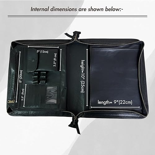 Miniatura 3 de Madosh, Carpeta de cuero Padfolio Organizador de documentos, entrevista de oficina, carpeta de archivos de currículum, cartera con cremallera de