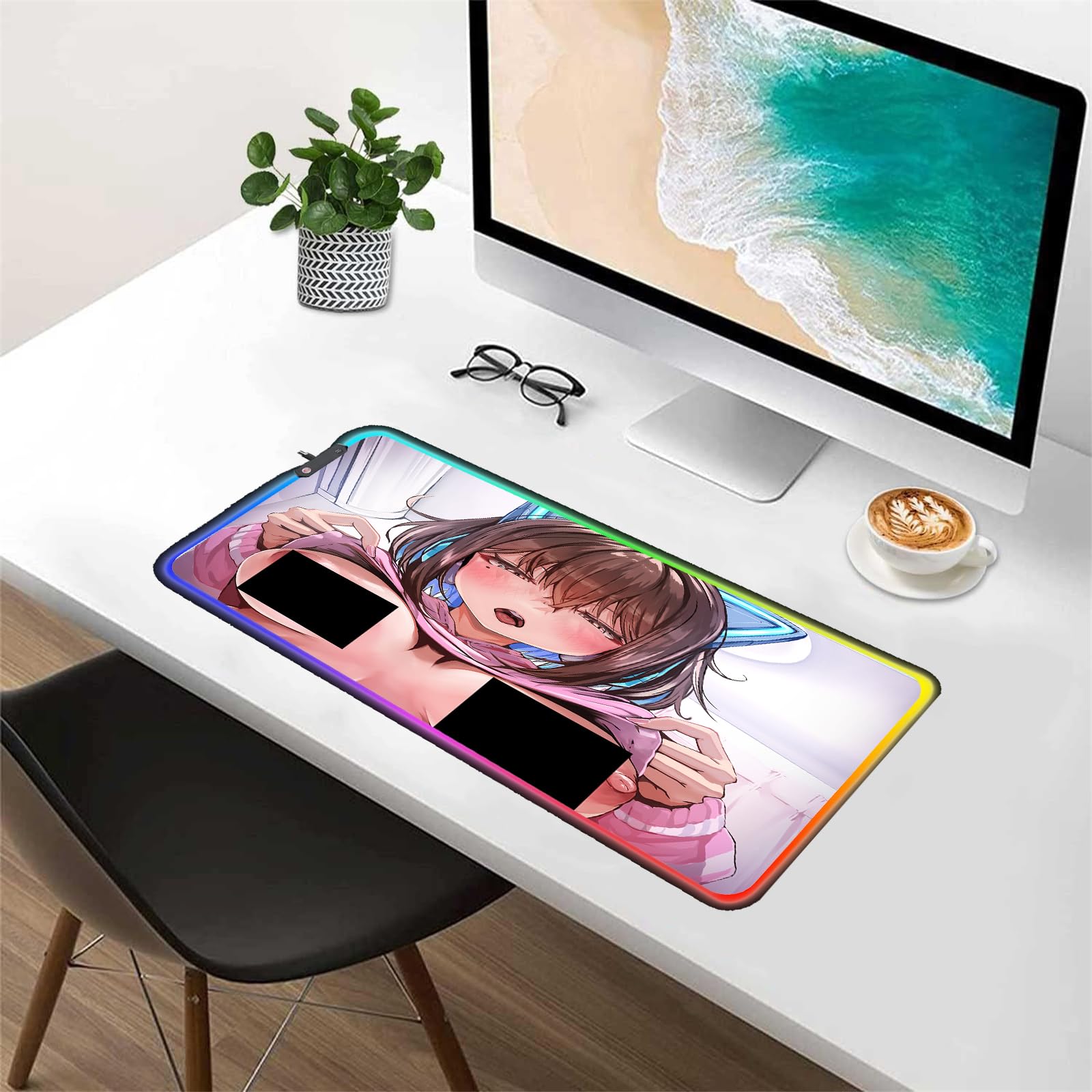 Amazon.com: Gaming RGB Sexy Anime Mouse Pad LED Mouse Pad XXL