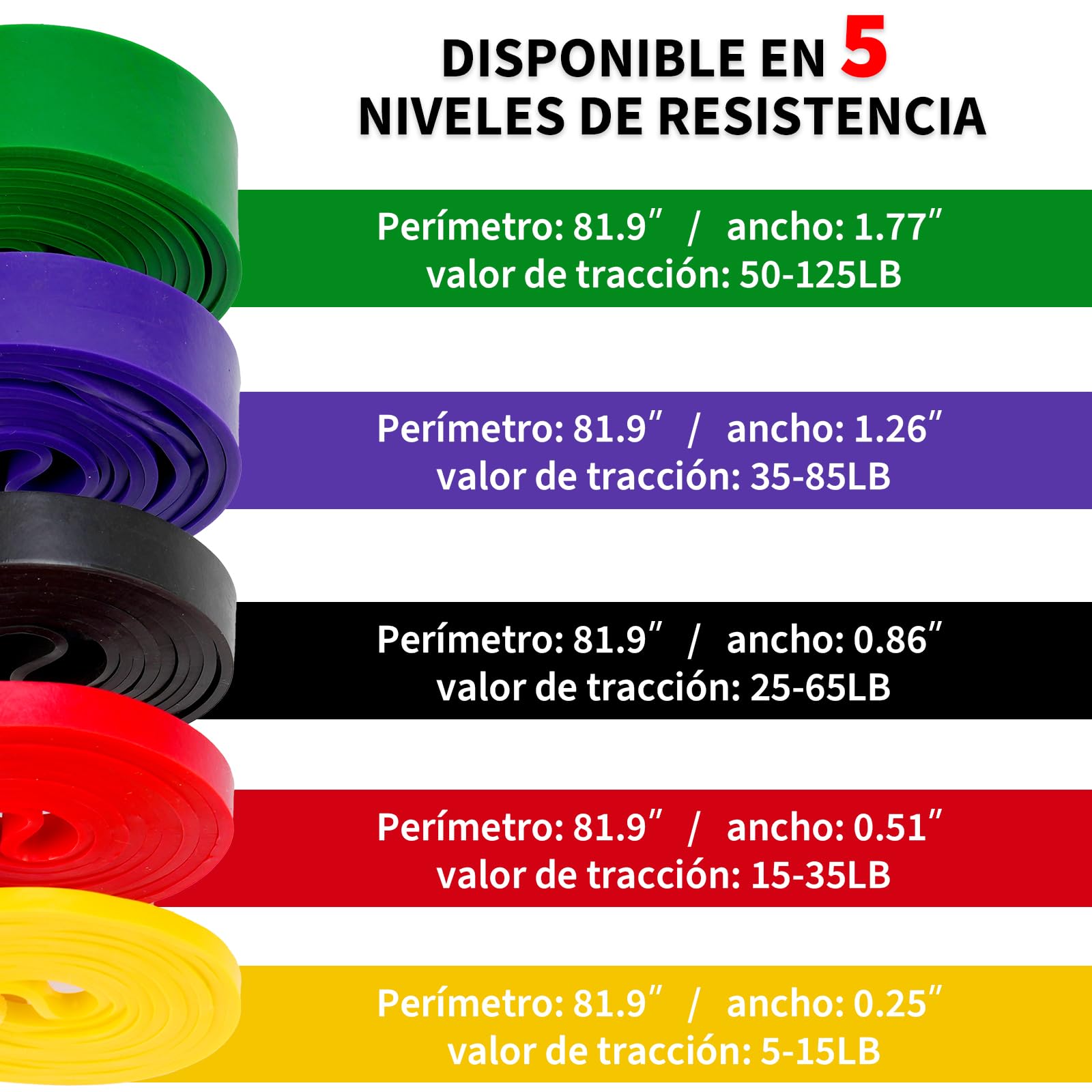 Bandes de résistance - Set de 5 pièces - Bande de résistance - Rose - 5