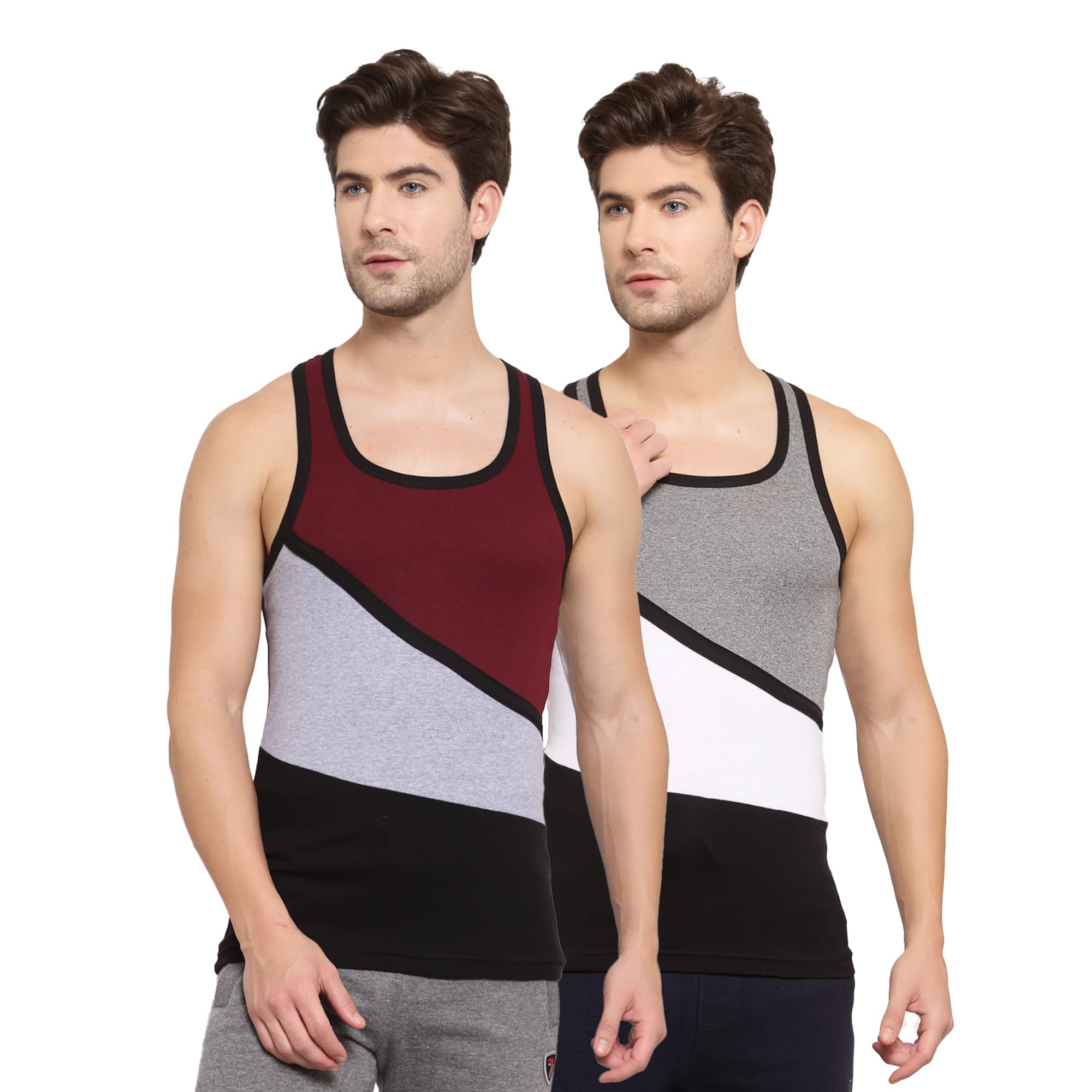SportoMen's Round Neck Solid Vest, Premium Super Soft Cotton, Ultra Light (Pack of 2)