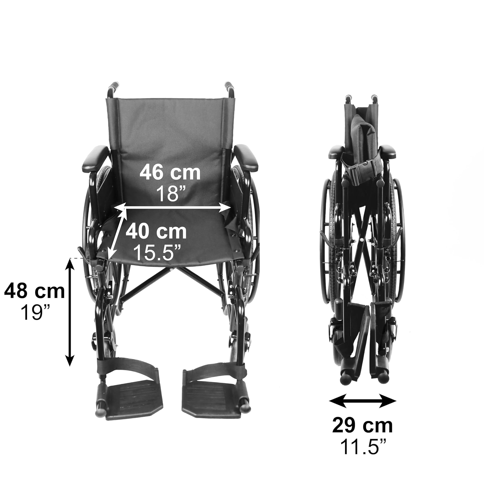 PEPE Mobility Fauteuil Roulant Autopropulsé Pliable Léger, Acier, Noir