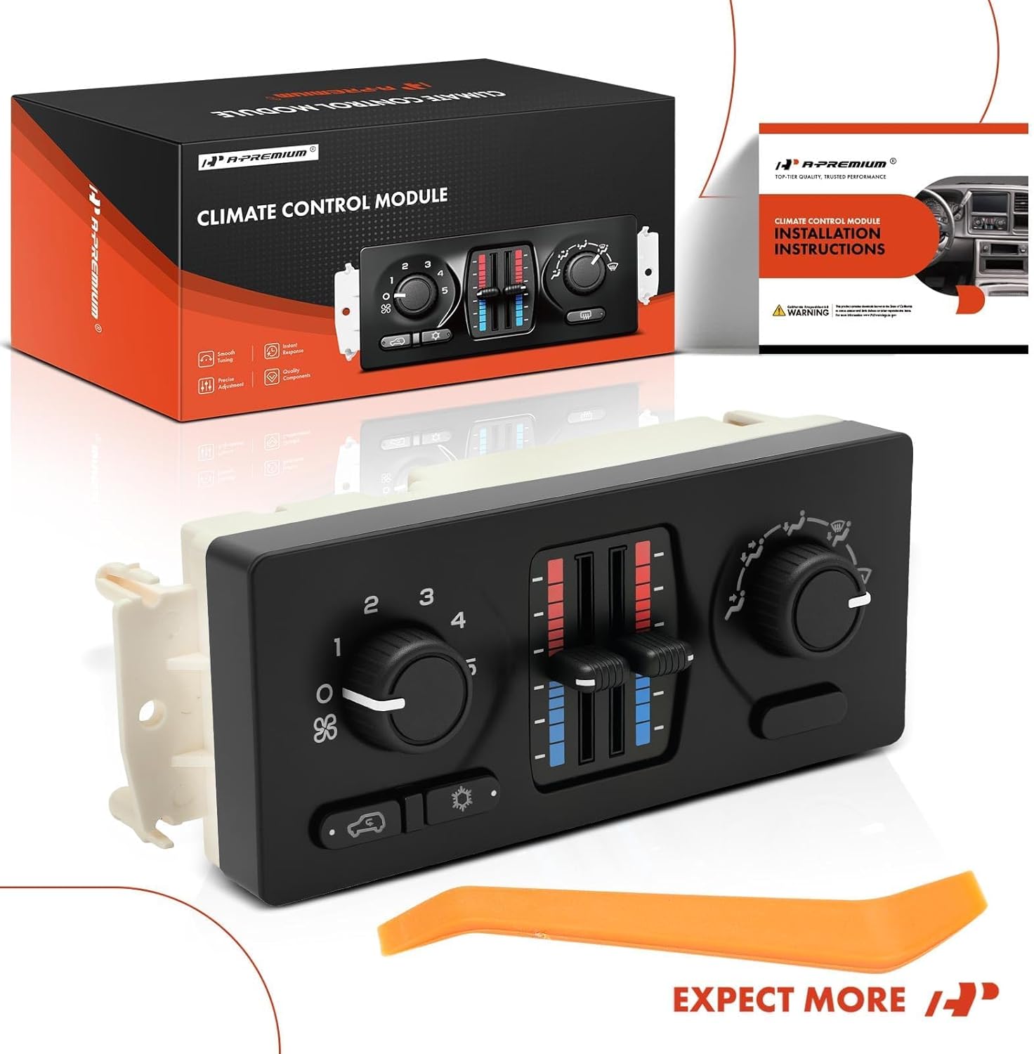 A-Premium Manual Climate Control Module A/C & Heater Control Panel Compatible with Chevy, GMC, Buick & Olds Vehicles - 2003-2009 Trailblazer, Envoy, Rainier, Bravada - Without Rear Window Defogger