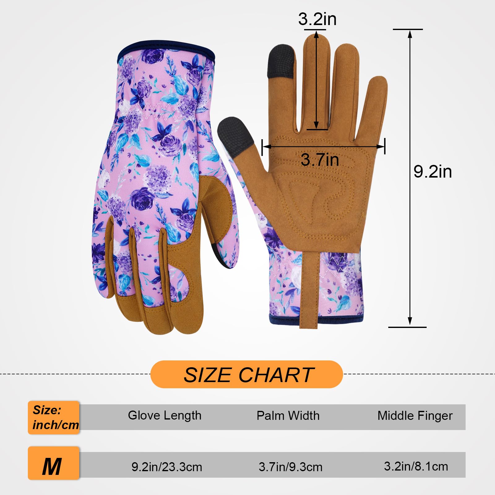 Guantes de jardinería de cuero para mujer, guantes de jardín a prueba de espinas, diseño de pantalla táctil, guantes de trabajo resistentes para plantar, cavar, podar, girasol negro