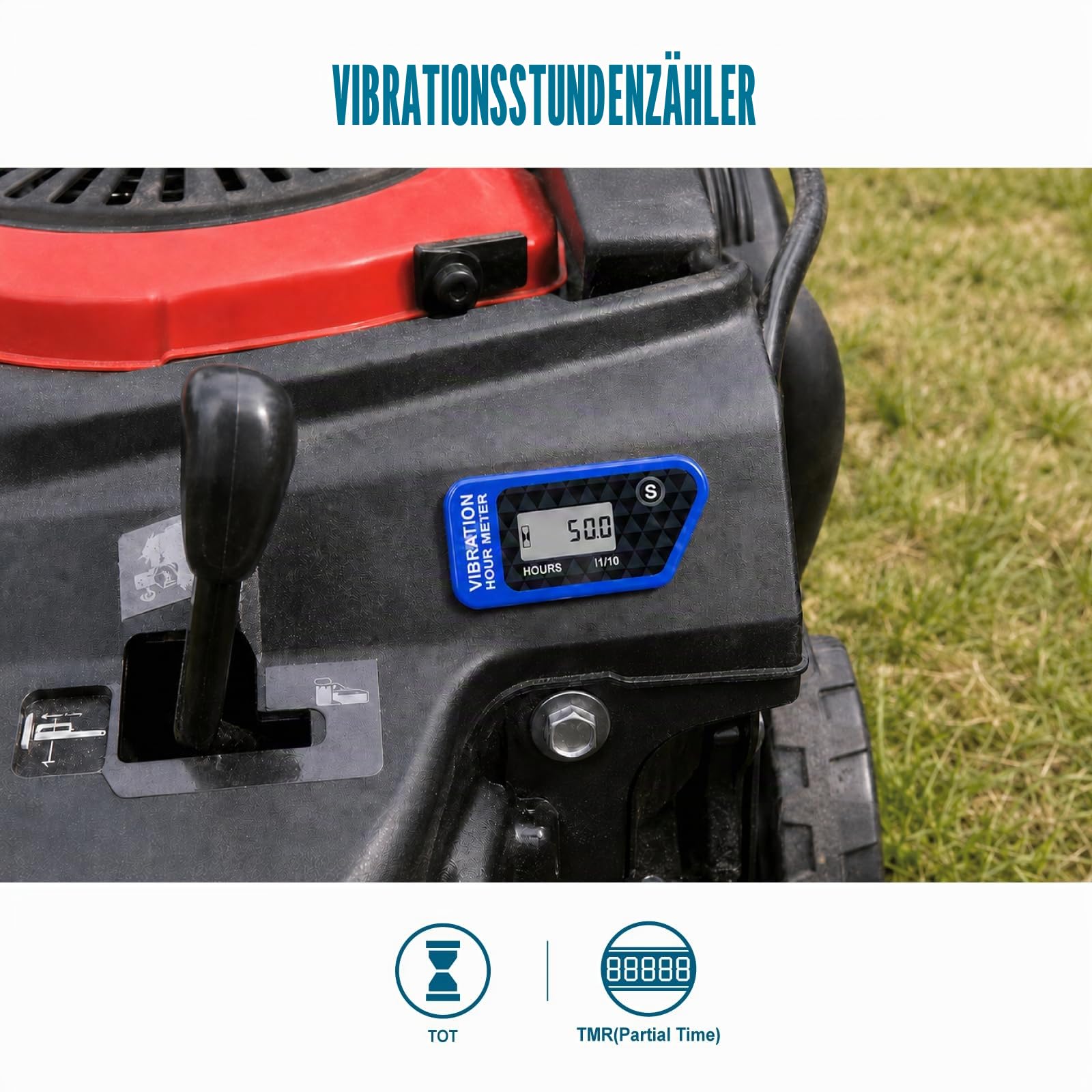Runleader Digital Wireless Hour Meter,Vibrationsbetrieb | für Golfwagen Traktor Generator Kompressor Kettensäge Motorrad Dirt Bike Hochdruckreiniger und gas-/dieselbetriebene Maschine