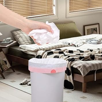 WAIKAS Small Trash Bags 4 Gallon Drawstring, 1.2 Mil, Unscented, 60 Count