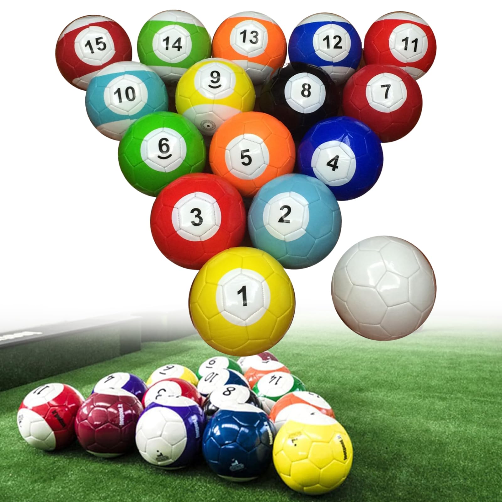 Lot de 16 balles de billard gonflables en cuir synthétique pour fête, jardin, pelouse