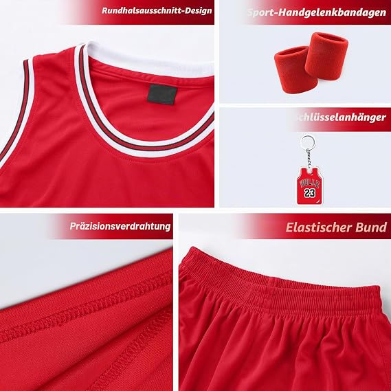 Pardofelis Basketball Jersey for Boys Quick-Drying Basketball Jersey and Shorts with Wrist Wraps Sleeveless Basketball Suit Set for Training and Games High-Quality Basketball Clothing