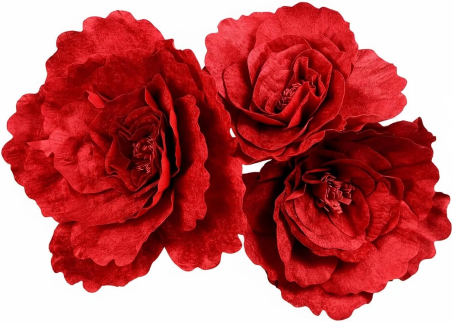 Norme 3 Pcs Derby Day Giant Flowers for Decoration 12, 16, 20 Inch Large Artificial Red Velvet Rose Petals Giant Flowers Big Paper Red Peony for Wedding Arch Decoration Home Decor Anniversary Birthday