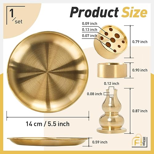 Miniatura 6 de Soporte para incienso de 5.5 pulgadas, quemador de incienso 5 en 1, soporte de Palo Santo, soporte de salvia, soporte de incienso para palosbobinas