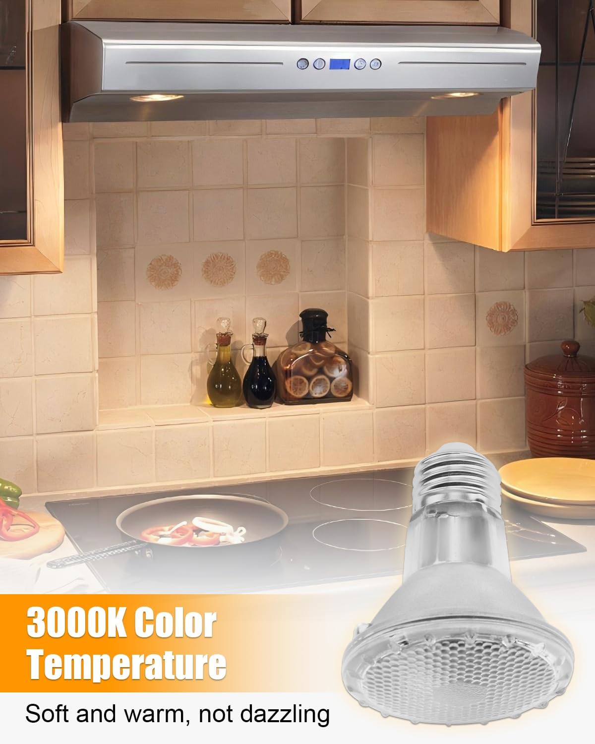 PAR20 7W LED Range Hood Light Bulbs, Led Replacement for 60W Halogen Bulb, Appliance Bulbs, 4" Recessed Downlights, Antique Cabinets and Track Lights, and Bulbs for Outdoor Landscape Lighting