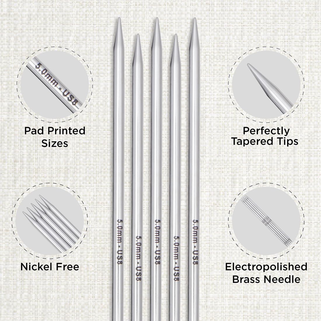 KnitPro Nova Starter Double Pointed Needle Set 8" (20cm) | 6 US Sizes (1.5 to 8)