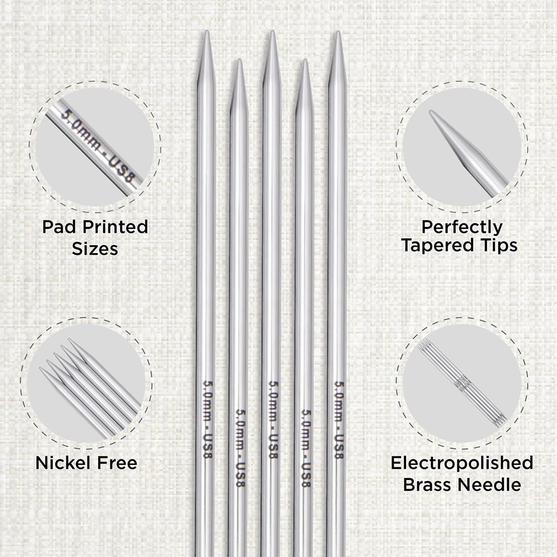 KnitPro Nova Starter Nadelspiel Set 8" (20cm) | 6 Größen (2.5mm bis 5mm)