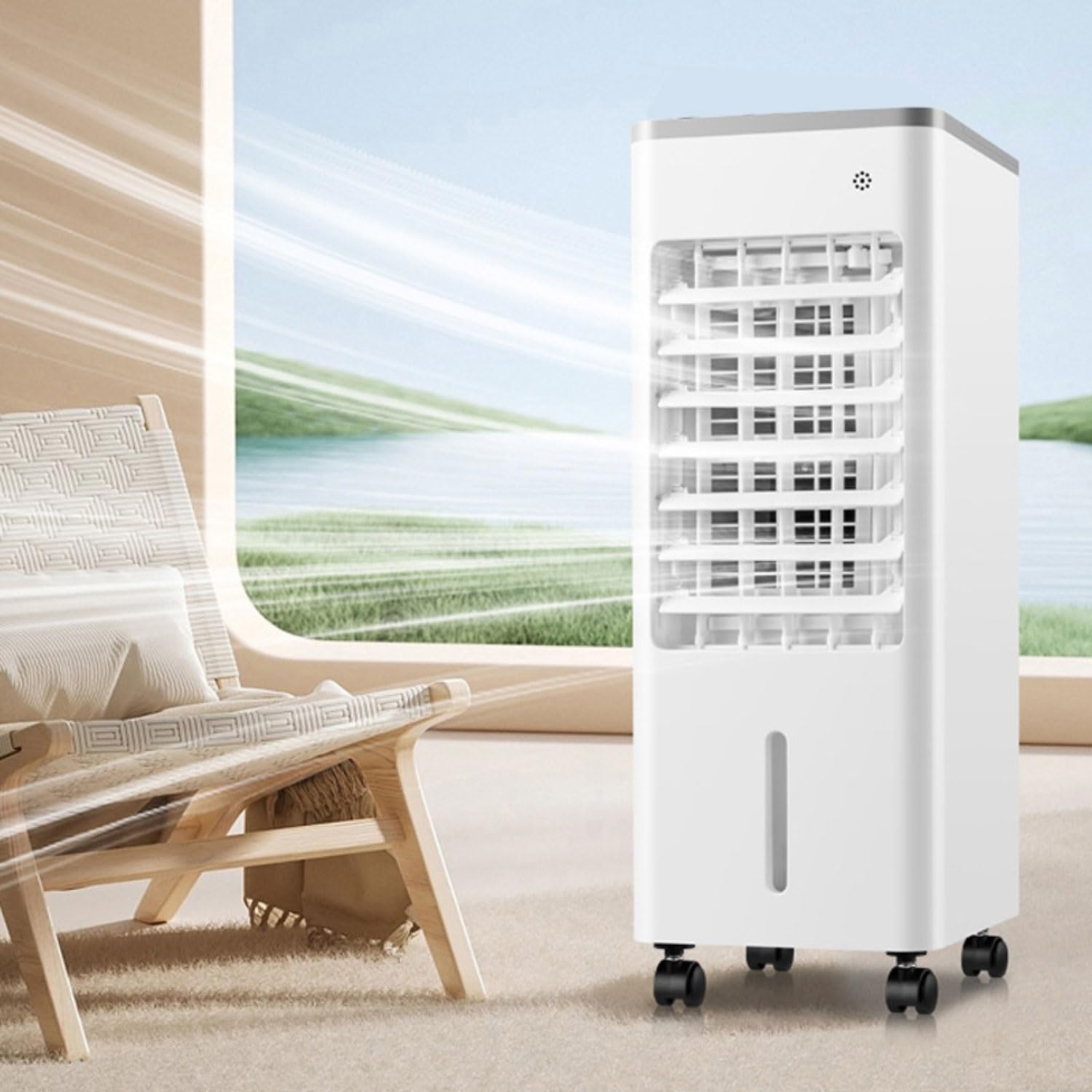 WJIANBIN Windowless Portable Air Conditioners 9L Evaporative Air Cooler LED Display Portable Cooling Fan Air Purifier 3 Speeds 90°Oscillating 8H Timer Cooling AC Unit Humidifier for Home Office Bedro
