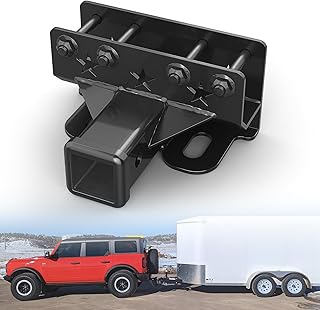 2“ Trailer Tow Hitch Fits for Bronco 2021 2022 2023, Rear Bumper Towing Hitch Receiver with Cover, Heavy Duty Steel Trailer Tow Hook, Bolt-On Receiver Tube Adapter, Hitch Receiver Kit (Black)