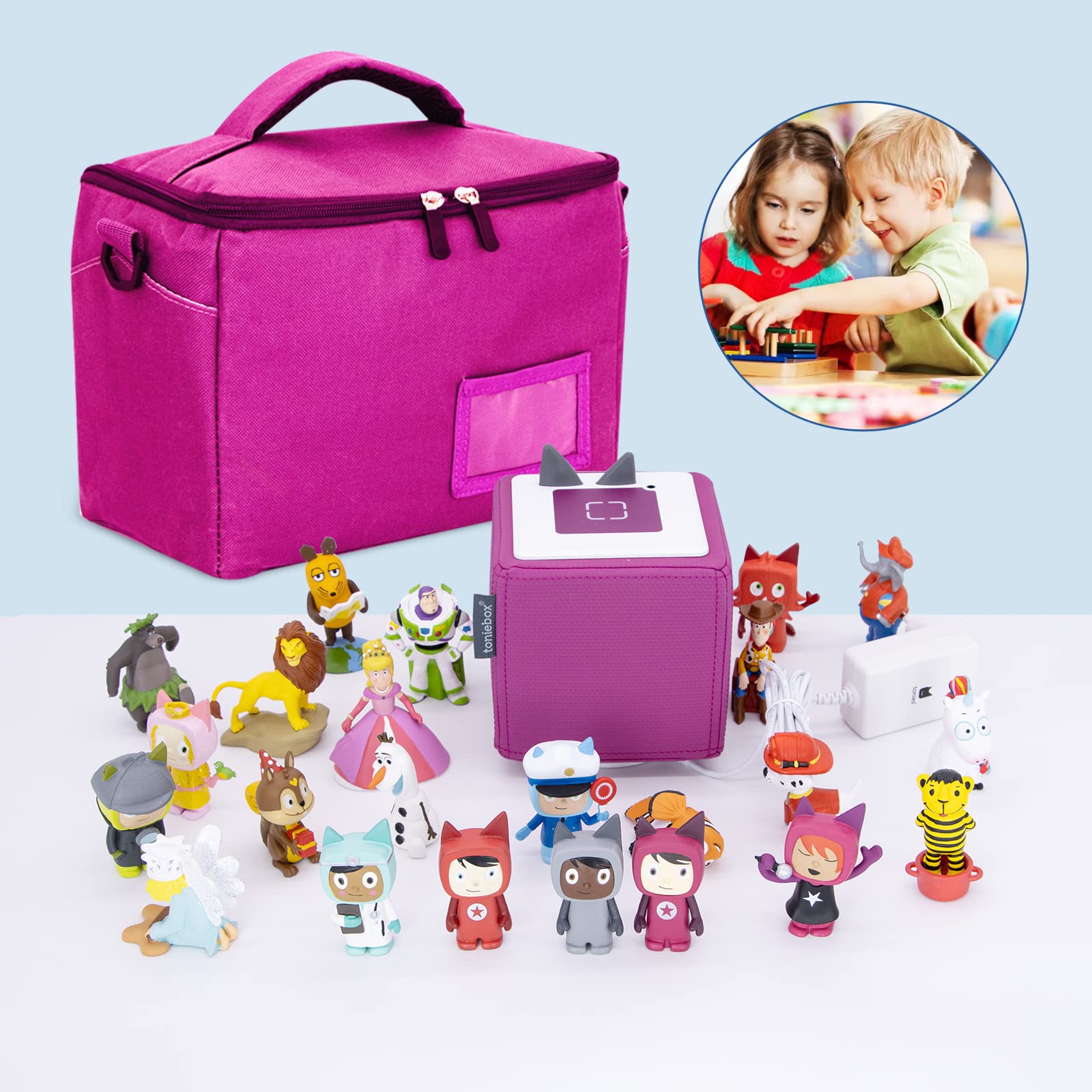 Sac pour figurines sonores Tonies - ROSE - convient pour Toniebox jusqu'à 8 figurines Tonie