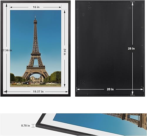 Vista 161 de Marco de 20 x 24 pulgadas, marco de fotos de 20 x 24 pulgadas, con paspartú a 16 x 20 pulgadas, marco de madera maciza, para colgar en la pared