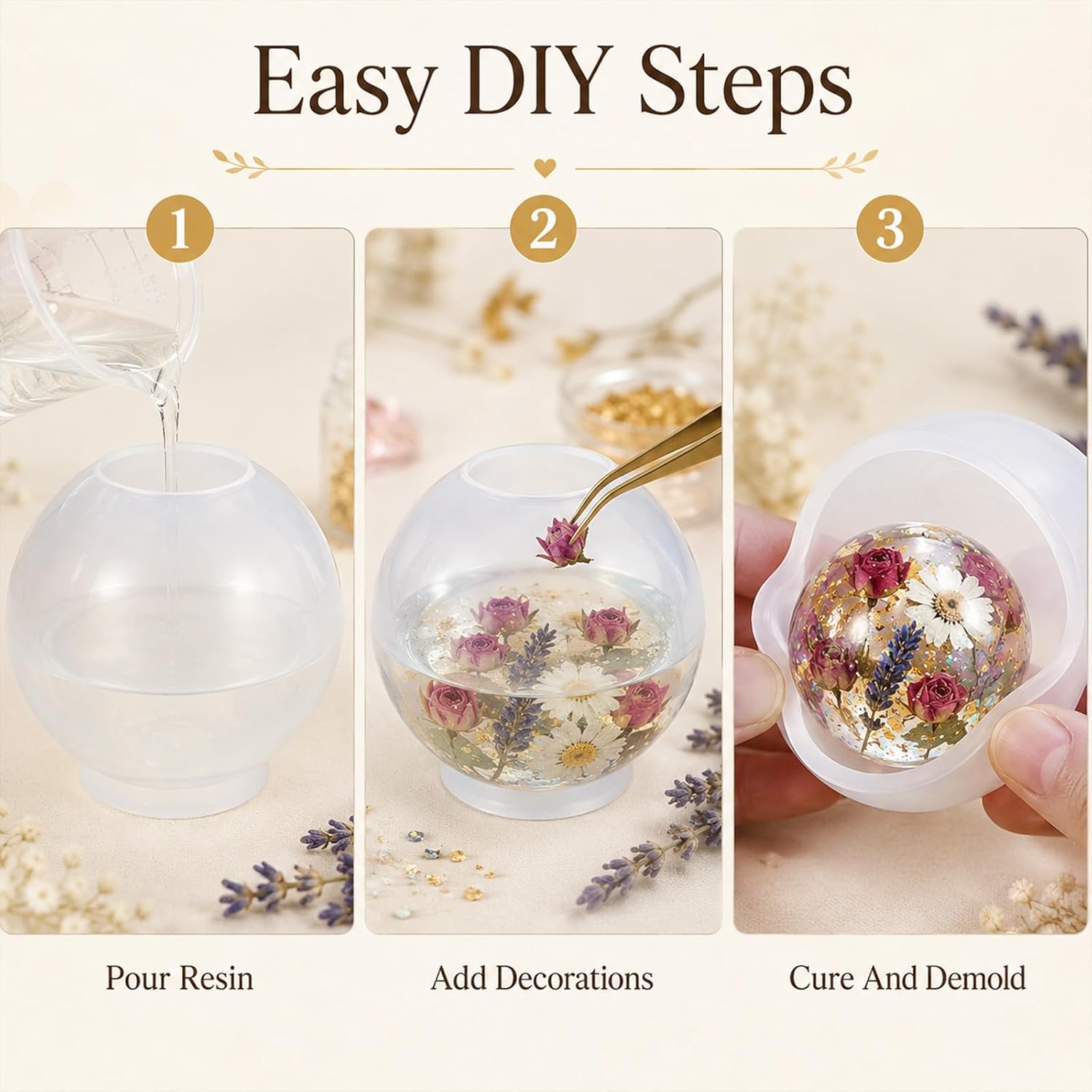 4 Inch Resin Sphere Mold, Seamless Silicone Molds for Epoxy Resin
