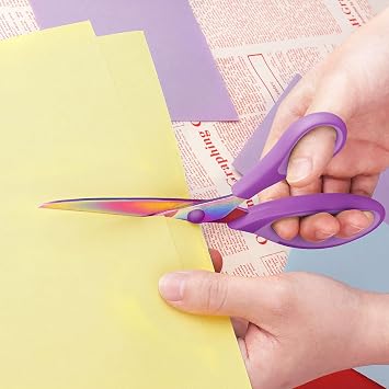 Multi-Purpose Scissors Set of 3, Titanium Blades, Soft Grip Handle, Purple