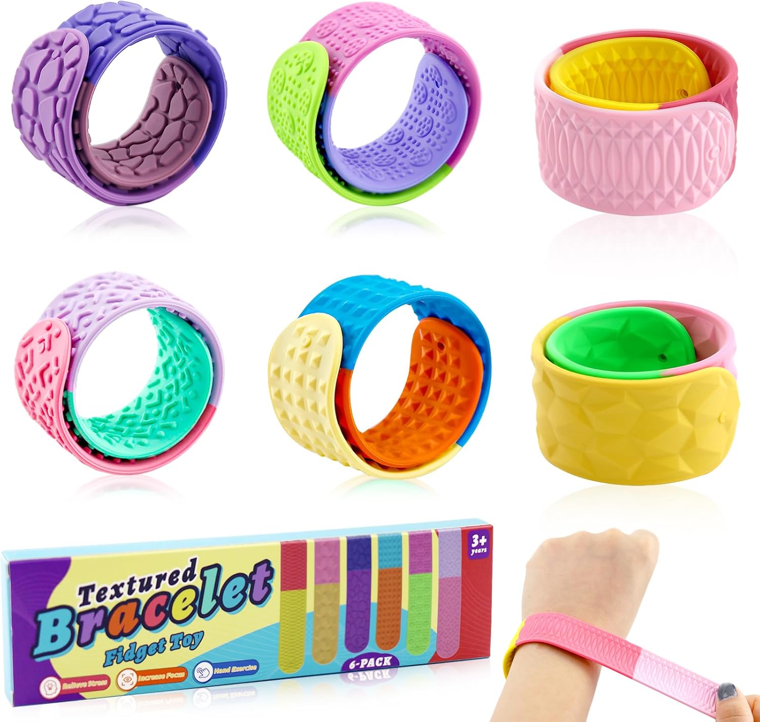 6 Pieces Textured Silicone Sensory Toys for Kids, Autism Calming Sensory Toy, for Stress Relief, Anxiety, Autism, ADHD, Calming Classroom Travel Essential Toys