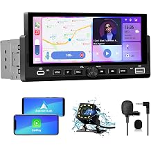 Single Din Car Stereo, 6.86 Inch CarPlay & Android Auto HD IPS Touchscreen Radio with Bluetooth with Backup Camera, Support USB Type-C Charging/USB/Mirror Link/Microphone/FM/EQ B 6.86 in