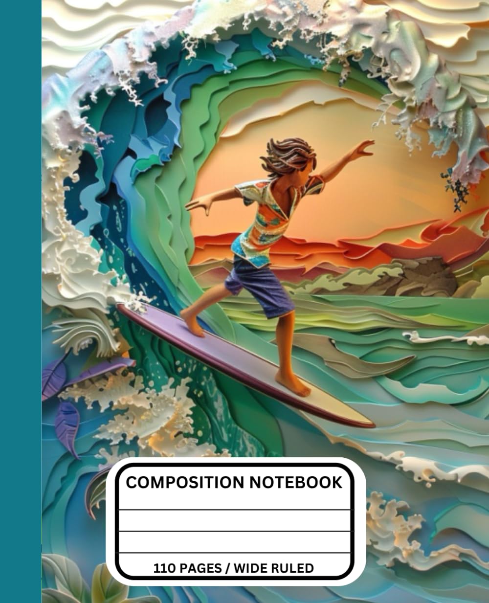 Surf Composition Notebook Wide Ruled - Kids Notebook for Surfing Boys ...