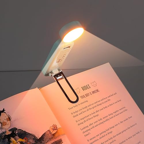 Miniatura 26 de VAVOFO Luz de libro recargable por USB, bloqueo de luz azul, luz de lectura en forma de marcador de clip ámbar, 6 LED para el cuidado de los ojos