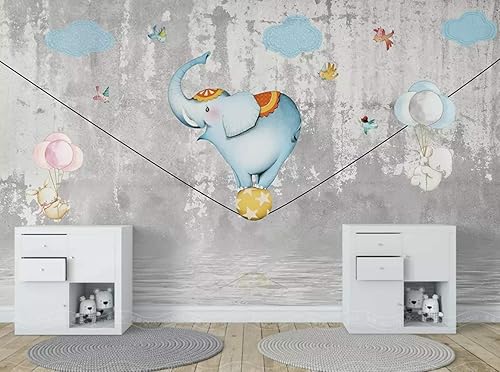 Miniatura 6 de Murwall Kids Wallpaper Slackline Elephant Wall Mural Cartoon Animals Wall Art Childroom Wall Decor Girls Boys Bedroom Baby Room