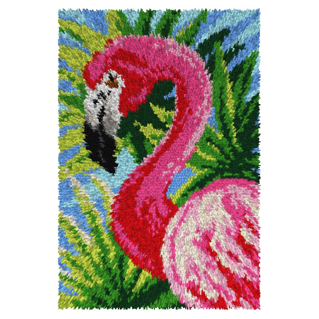 Tapis avec crochet flamant rose pour décorer une chambre de 50 x 74 cm