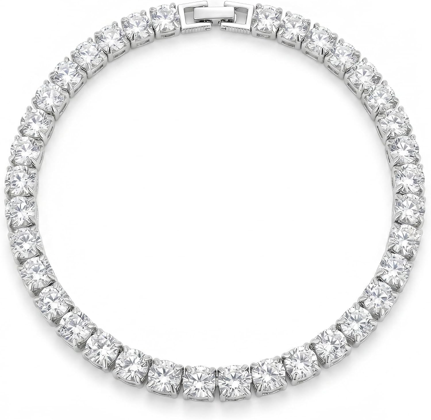 Tennis Bracelet for Women | 4mm Cubic Zirconia, 925 Sterling Silver 14K White Gold Plated | Sparkling Everyday Chain Bracelet | Elegant Gift for Birthday, Anniversary, Christmas