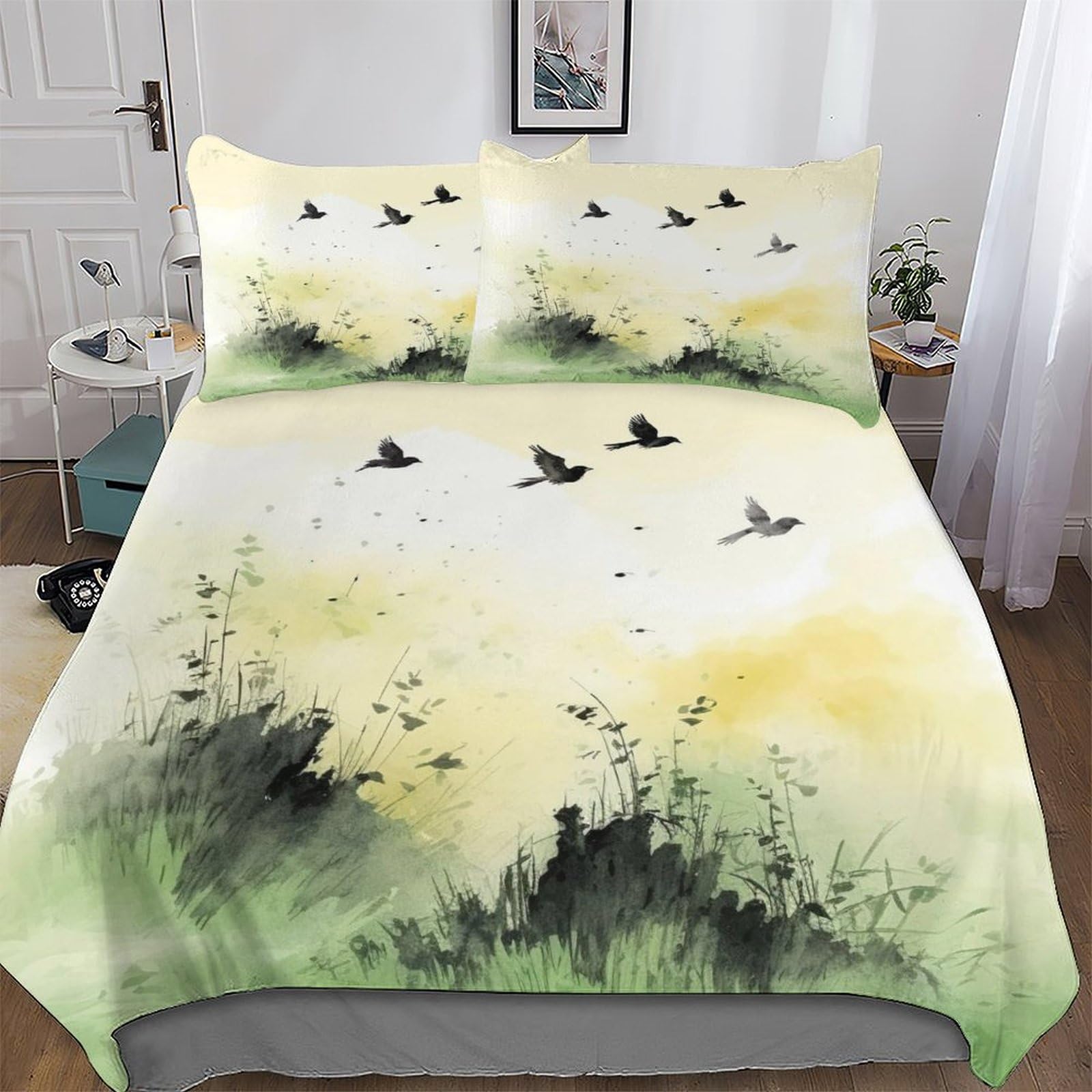 Parure de lit oiseau pour chambre d'enfant et ado avec housse et taie 3D