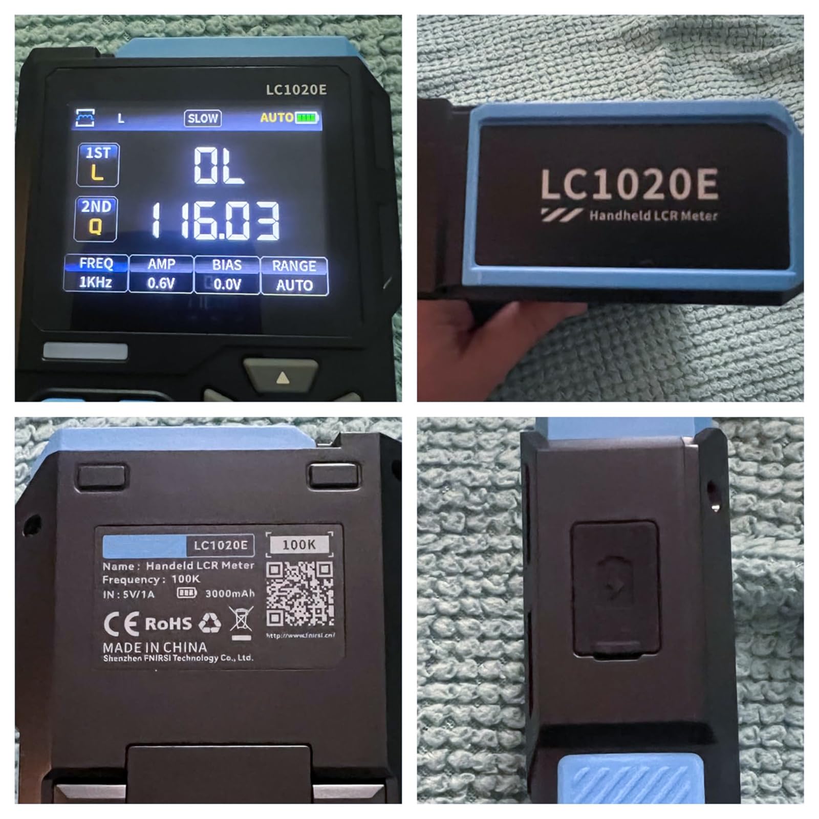 LCR Messgerät 100Hz-100kHz, LC1020E Hochpräzises digitales Brücken-LCR-ESR-Messgerät, 2,8-Zoll tragbares digitales TFT-ESR LCR Meter, misst ESR/Q/D/θ/X, Anzeige von zwei Parametern