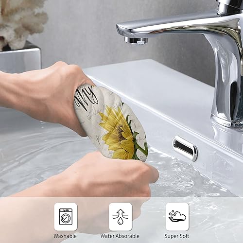 Miniatura 6 de COVASA Juego de 2 toallas de mano de girasol para baño, toallas de baño pequeñas de microfibra suave y pequeña, altamente absorbente, para hombres y