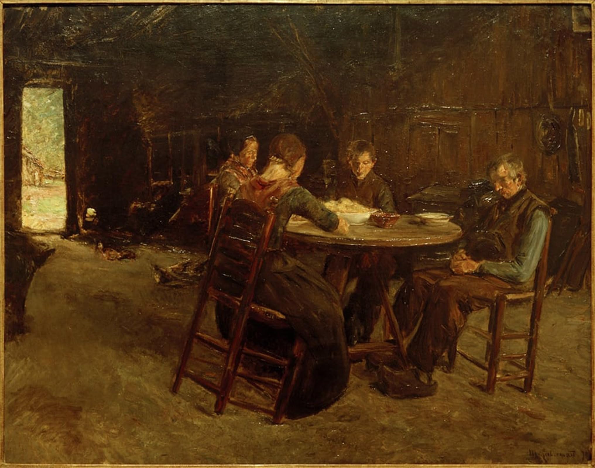 Posteriik No Frame Vintage Art Print Images Pictures Print East Frisian Farmers At The Prayer Table By Max Liebermann Modern Colour Posters For Office Home Decor 60X90cm