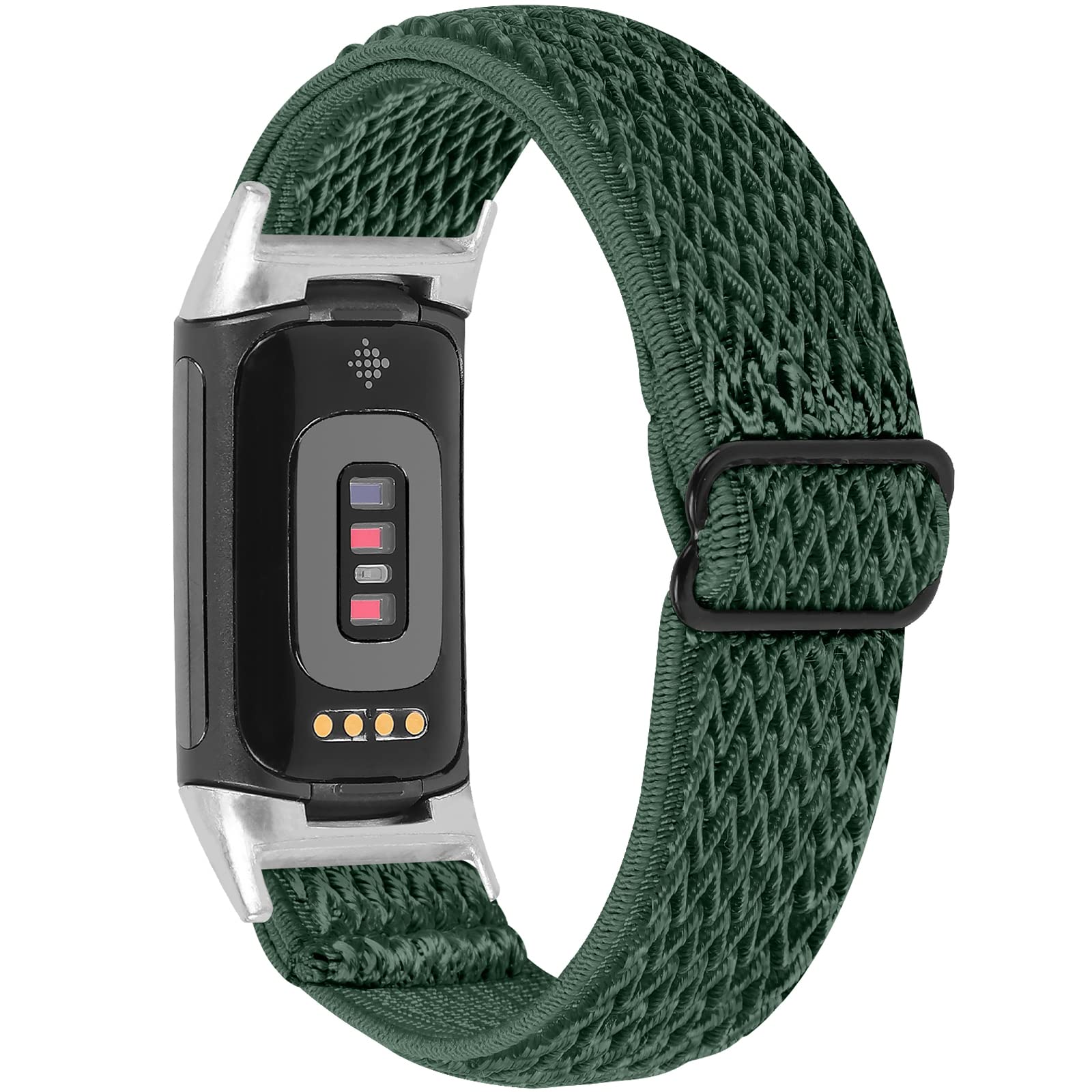 Lijinlan Nylon Band Compatible with Fitbit Charge 5 Advanced Fitness & Health Tracker, Elastic Woven Strap Stretchable Wristband Watch Bands Replacement for Charge 5 for Women Men (Navy)