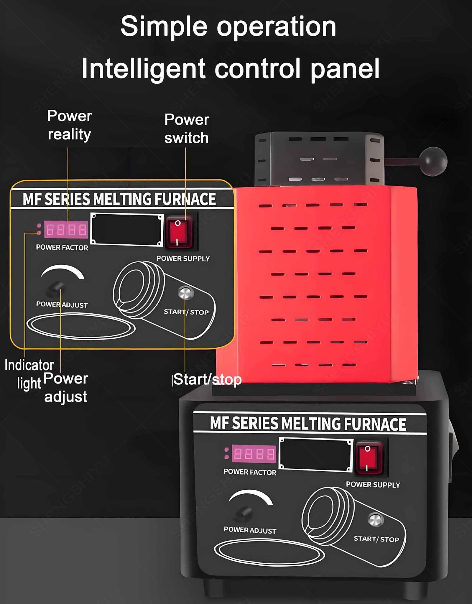 Piec Elektryczny Do Topienia Metalu,Złota,Srebra I Miedzi,Tygiel Do Topienia,Piec Do Topienia Metali O średniej Częstotliwości,Wytapianie Metali Zestaw Odlewniczy Do Przemysłu Red-3kg